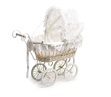 Antique Victorian Style Doll's Pram White with Lace Hood