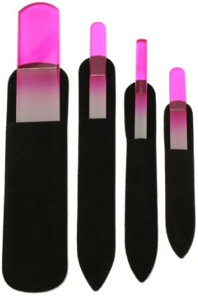 Pro Quality Manicure/Pedicure Dualsided Crystal Glass Nail File Set of 4 by GIGI Beautiful- Pink