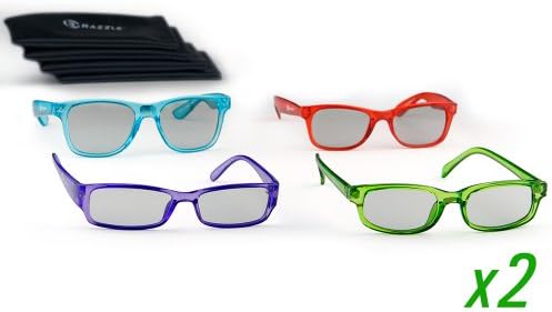 3RAZZLE® 8 PACK CINEMA 3D GLASSES for LG® and VISIO® 3D TVs - Passive Circular Polarized 3D Glasses