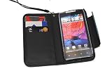 Deluxe Folio Wallet Leather Case Multifunctional - Pockets to Keep Your Cards Driving License Bills & Belongings Safe for Motorola RAZR XT910 / Droid RAZR XT912 - Color - Black / Black