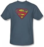 Superman T-shirt - Inside Shield Adult Slate Blue Tee Shirt