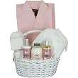 Luxury Pampering Spa and Bath Gift Basket with Waffle Weave Robe, Lychee Rose and Pink