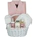 Luxury Pampering Spa and Bath Gift Basket with Waffle Weave Robe, Lychee Rose and Pink