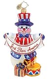 RADKO PATRIOTIC PAL Snowman Americana Glass Ornament