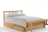 Thyme Queen Platform Bed w/ Natural Finish + 4-Drawer Set & Footboard Bench ....