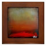 Hazy Abstract Sunset :: Atmospheric Minimalist Landscape :: Framed Fine Art Ceramic Tile By Kristen Stein