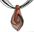 Multicolor Murano Pendant, 36mm x 65mm, with Black Silk Adjustable Cord/Ribbon Necklace
