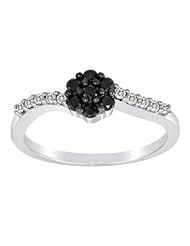 10K White Gold Black and White Diamond Ring (0.33 cttw), Size 6