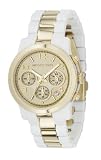 Michael Kors Mk5146 Ladies Sport Chronograph Champagne Dial White Acrylic And Gold Toned Bracelet