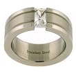 Stainless Steel Ring Band Stunning CZ Diamond Grooved Satin Polish Finish (8mm) Width by Bucasi Stainless Steel Ring Band Stunning CZ Diamond Grooved Satin Polish Finish (8mm) Width by Bucasi