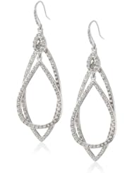 ABS By Allen Schwartz Silver Tone Pave Orbital Earrings