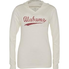 Buy Alabama Crimson Tide Ladies White Quad Slub Long Sleeve Hooded Tee