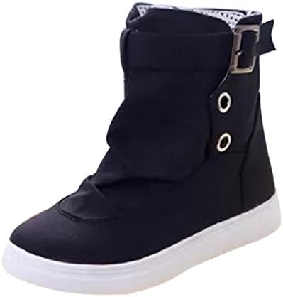 Hee Grand Women Fashion Buckle Hi-Top Sneakers Snow Boots US 8.5 Black