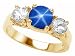 2.35 cts 925 Sterling Silver 14K Yellow Gold Plated Lab Created Round Star Sapphire Engagement Ring