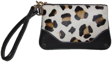 Leather Fur Trim Wrist-let Wallet (Leopard)