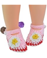 Outop Pink White Flower Baby Newborn Infant Girls Crochet Knit Socks Crib Casual Shoes Prewalker