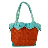 Large Bow Bucket Purse - Turquoise/Cappuccino