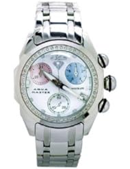 Aqua Master Mens or Womens Round Bubble Style Diamond Watch, 0.60 ctw in Stainless Steel white dial