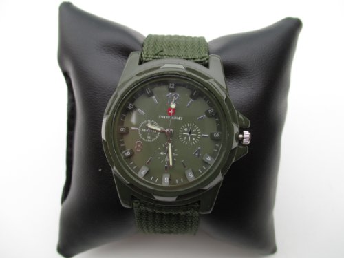 Swiss army men s green fabric strap watch