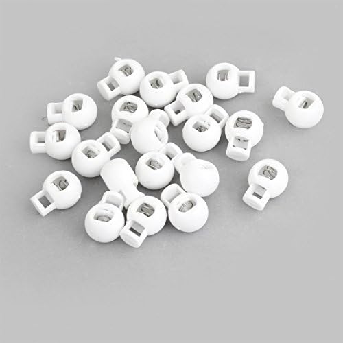 Fly Shop 10 Pcs Spring Loaded Plastic Round Toggle Stopper Cord Locks End 23*17 mm(White)