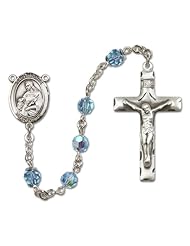 St. Agnes of Rome Patron Saint St. Sterling Silver Rosary w/Patron Saint Medal Center Catholic Religious Necklace Prayer w/Swarovski Austrian Tin Cut Crystal & Gemstone Beads Crucifix