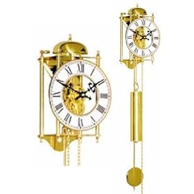 Mechanical Eight Day Weight Driven Wall Clock in Polished Brass