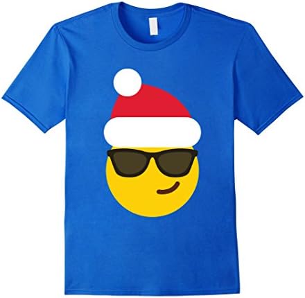 Men's Santa Hat Sunglasses Smiley Face Christmas Emoji T-Shirt XL Royal Blue