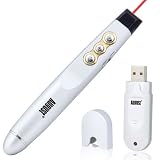 August LP103R Wireless Presenter with Red Laser Pointer - Cordless Powerpoint Slide Changer for Presentations - Remote Control Range: 15m - Battery Powered (1xAAA Inc.)by August