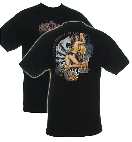 LIQUOR UP FRONT POKER IN THE REAR T-SHIRT! PINUP GIRL SHIRTS - HUSTLER SHIRTS - LIQUOR UP FRONT SHIRTS - poker t-shirts