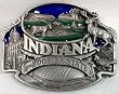 Indiana State 3-D Enamel Pewter Belt Buckle