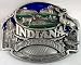 Indiana State 3-D Enamel Pewter Belt Buckle