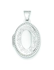 14K White Gold Scroll Locket Photo Pendant Jewelry