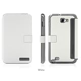 【Tridea】NTTドコモネクストーシリーズGalaxy Note(ギャラクシーノート）SC-05Dスマートフォン専用カバー、ダイアリ方式専用ケース(PASMO、Suicaなど収納ポケット付き)：ホワイト(White)