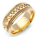 HYGINOS 14K Tri-Color Gold Braided Wedding Band Ring