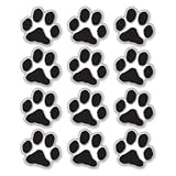 BLACK PAW PRINTS - Clear Vinyl Stickers - Sheet of 12 - Sticker Decal - #C007
