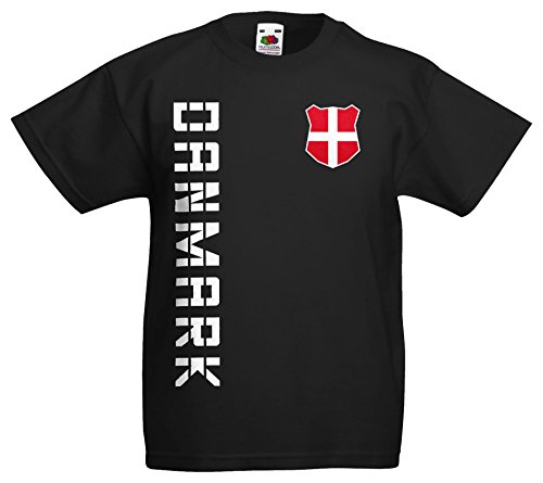 Dänemark Danmark Kinder EM 2016 T-Shirt Trikot Name Nummer (Schwarz, 104)