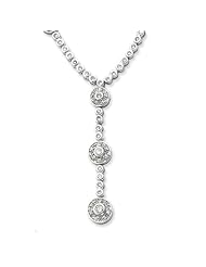 Sterling Silver CZ Circles Drop Necklace - 16 Inch