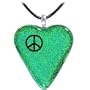 Holly Lynn Green Peace Sign Heart Dichroic Glass Necklace