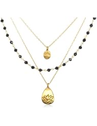 Satya Jewelry "Thrive Onyx" 24k Yellow Gold Plate Necklace, 18"