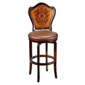 Click here to buy 30.5H Lyon Brown Finish Etched Swivel Bar Stool by Hillsdale.