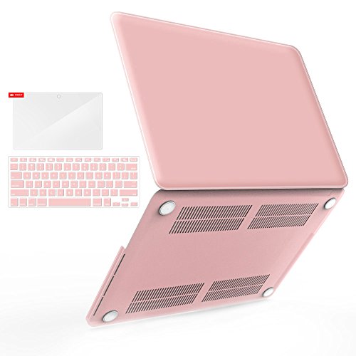 iBenzer Basic Soft-Touch Series Plastic Hard Case Cover for Apple Old Macbook Pro 15.4-inch 15.4'' with Retina Display A1398, Rose Quartz