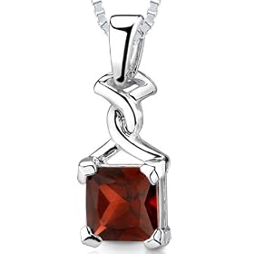 3.00Ct Princess Cut Garnet Pendant in Sterling Silver by Peora