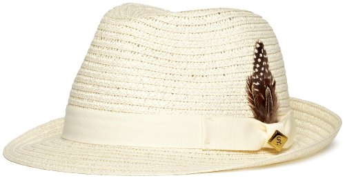 Stacy Adams Men's Braided Straw Fedora With Striped Satin Band