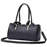 MAG Designer Inspired Black Chic Double Top Handle Zippered Closure Office Tote Shoulder Bag Bowler Satchel Handbag Purse