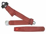 3-Point Lap and Shoulder Seat Belt, Red, with Push Button release, matching contoured sleeve
