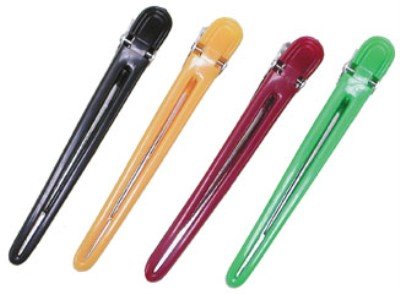Hair Art Long Clips Plastic Top And Aluminum Bottom (Pack of 12)