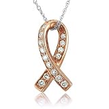 10k Rose Gold Ribbon Diamond Pendant Necklace (GH, I1, 0.20 carat) [Jewelry]