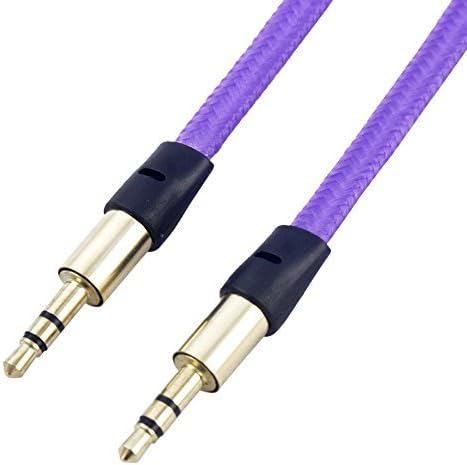 VRlinking Colorful 3.5mm Male To Male Car and Home Cloth Jacketed Tangle-Free Nylon Fiber Braided Flat Noodle Wire Auxiliary Stereo Audio Audio Jack Cable (4 Feet/1M) - for Apple iPad, iPhone, iPod, Samsung Galaxy, Android, Tablet ,MP3 Players And More Purple
