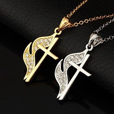 U7® New Cross Charms Pendant Crucifix Necklace 18K Real Gold Platinum Plated Jewelry Gift for Men Women ( Color : Golden )