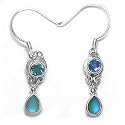 Sterling Silver Caribbean and Frosted Caribbean Quartz Dangle Earrings by Sajen